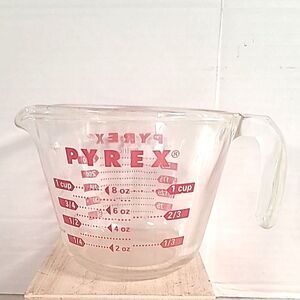 Vtg Pyrex One Cup Liquid  Measuring Cup Clear  Glass With Handle And Spout USA